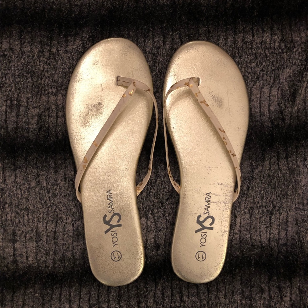 EUC Yosi Samra Padded Metallic Flip Flop Size 11